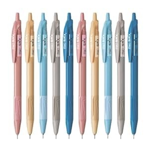 FLAIR Srx 0.7mm Retractable Ball Pen Wallet Pack | Triangular Body Design For Better Grip | Light Weight Refillable | Smooth Writing Experience | Vibrant Solid Body Colours | Blue Ink, Set of 10 Pens