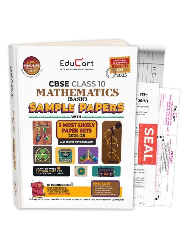 Educart MATHEMATICS BASIC Sample Papers 2024-25 - Class 10 (With exclusive CBSE Mock Booklets for 2025 Exam)