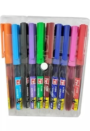 Generic Figo Fine Liner Pen 0.6Mm Tip 10 Colors (Pack Of 10) - Multicolor