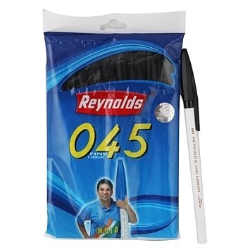 Reynolds 045 Ball Pens | Fine Point (0.7mm) | Black Ink | 10 Count