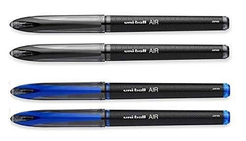 uni-ball Air UBA188M 0.5mm Roller Ball Pen | Waterproof Bold Ink | Water & Fade Resistant | Blue Ink, Black ink [Pack of 4]