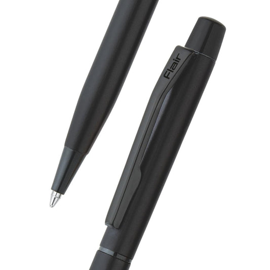 FLAIR Platinum Series Noir | Designer Metal Ball Pen Box Pack | Matt Black Finish with Slim Design | Twist Mechanism for Smudge Free Writing