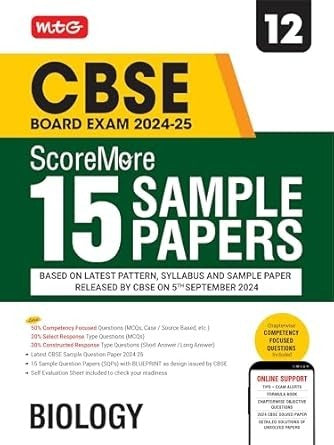 MTG ScoreMore 15 Sample Papers BIOLOGY Based on Latest CBSE Pattern & Syllabus |Detailed Solution of each Chapter - Class 12 (For 2025 Exam)