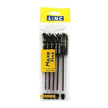 Linc Maxo Fine 0.7 mm Ball Pen | Black Ink | Pack of 5