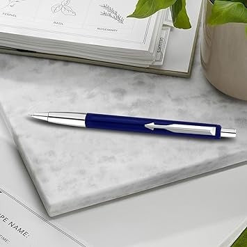 Parker Vector Standard Chrome Trim Ball Pen | Blue Body Color | Ink Color - Blue | Gifts For Employees | Elite Pen For Corporate Purposes