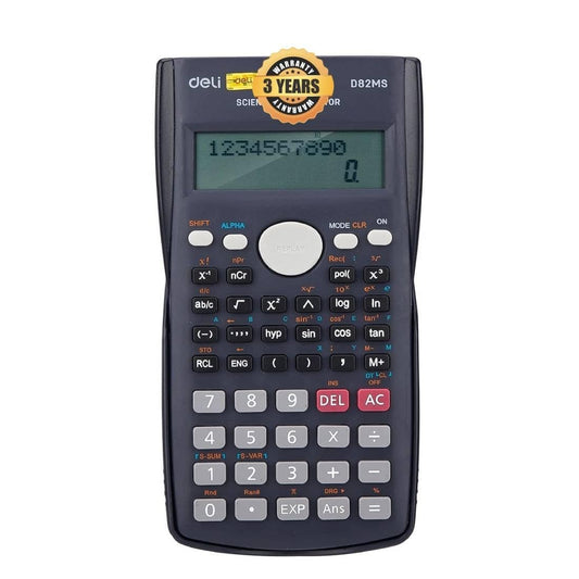 deli WD82DMS Scientific Calculator with | 3 Years Warranty | 240 Functions and 2 Line LED Display | ANS Function, Fractional Arithmetic Function