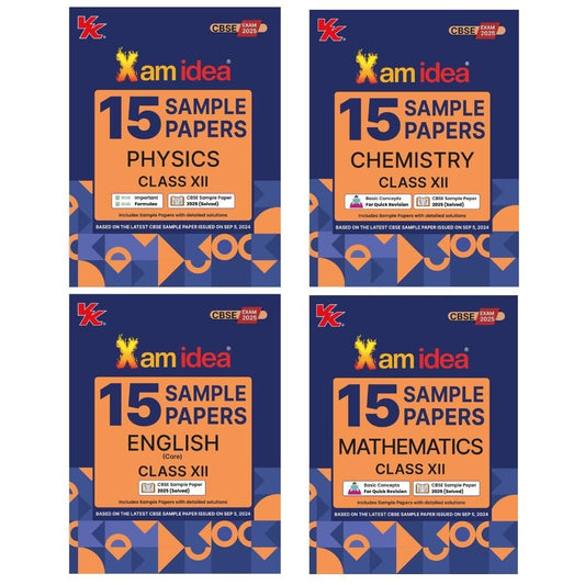 Xam Idea 15 Sample Papers (Physics, Chemistry, Maths, English) - Set of 4 Books - Class 12 (For 2025 Exam)  CBSE