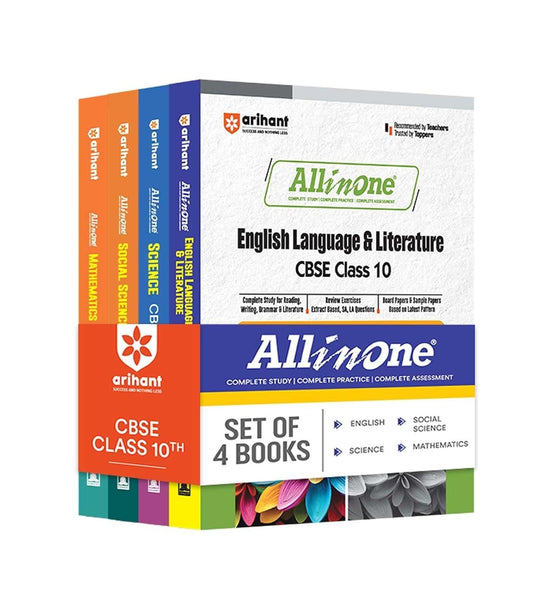 All In One - (English Language & Literature + Maths + Science + Social) | Mind map in each chapter | Clear & Concise Theory | Intext & Chapter Exercises | Sample Question Papers [2024-25] - Class 10  [Set of 4 Books]