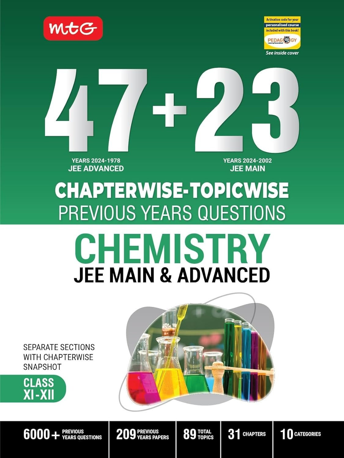 MTG CHEMISTRY 47 + 23 Years JEE Main (2024-2002) and JEE Advanced (2024-1978) Chapter-wise Topic-wise Previous Years Solved Question Papers Book – JEE PYQ Question Bank For 2025 Exam