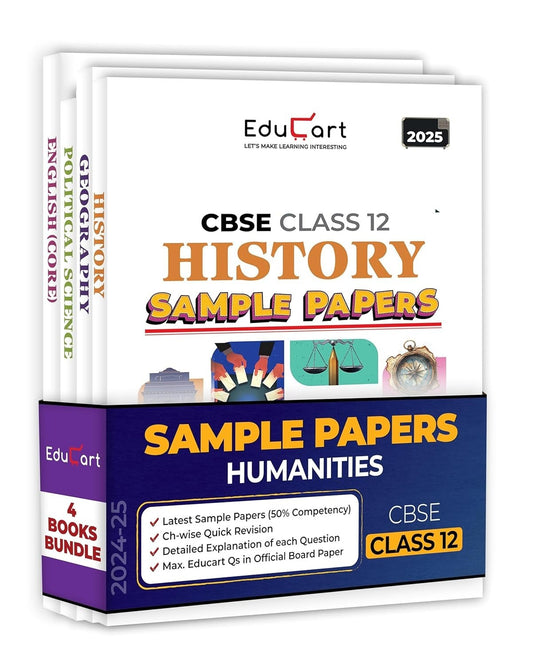 Educart (HISTORY, POLITICAL, GEOGRAPHY, ENGLISH) Sample Papers 2024-25 - Class 12  (With exclusive CBSE Mock Booklets for 2025 Exam)