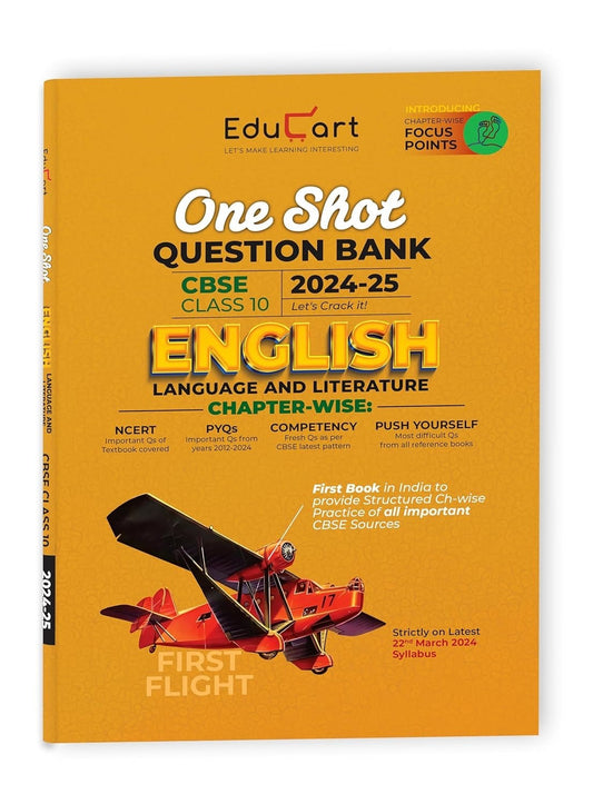 Educart ENGLISH (Language & Literature) One Shot Question Bank (for 2025 Exam) -  Class 10