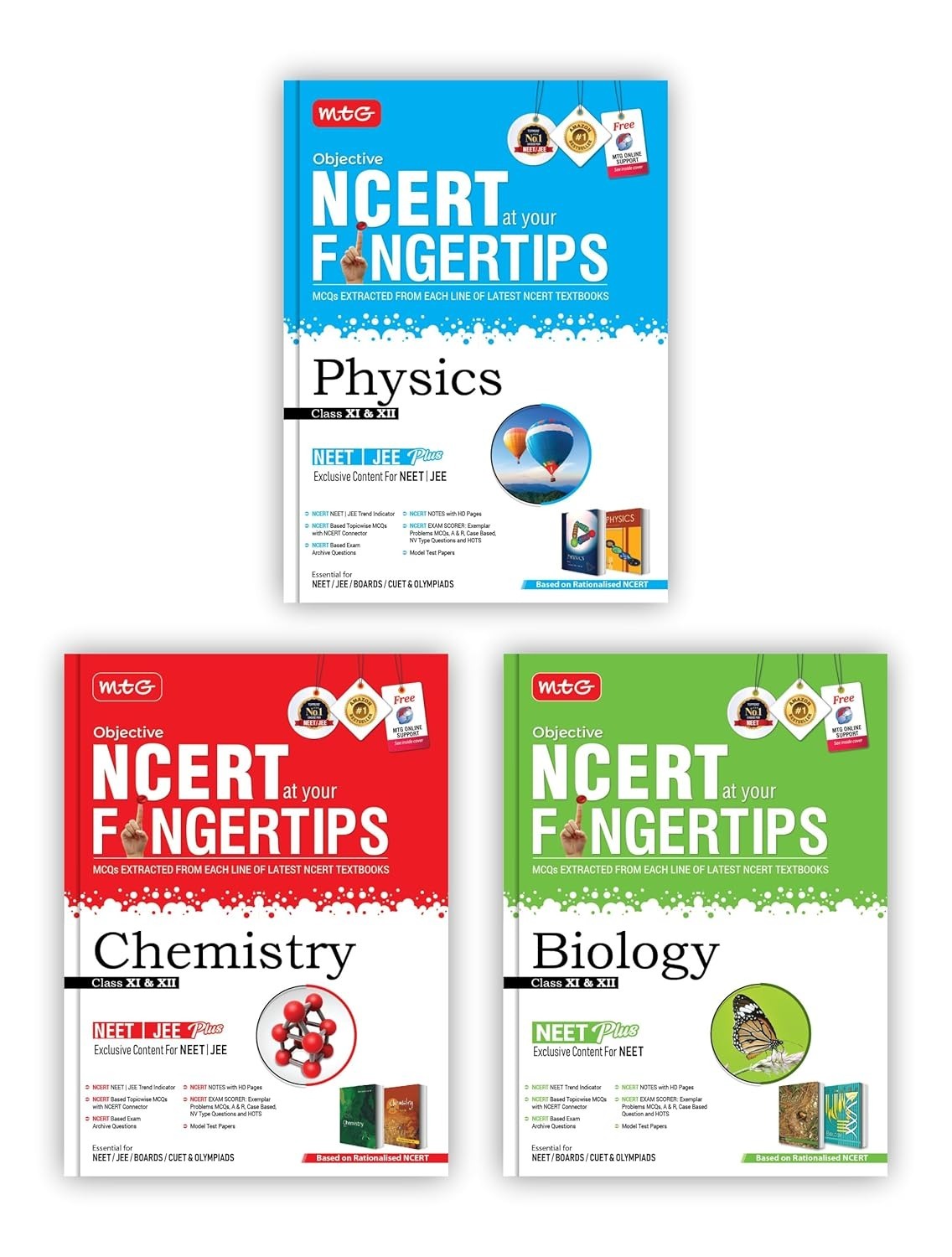 MTG PHYSICS, CHEMISTRY, BIOLOGY Objective NCERT at your FINGERTIPS - NCERT NEET Trend Indicator, Notes with HD Pages, Exam Archive & MCQs | NEET Books (Based on NCERT Latest Pattern for 2025 Exam) - Set of 3 Books