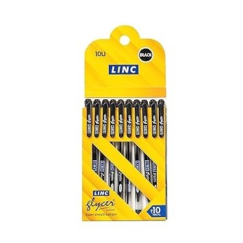 Linc 0.6 mm Glycer Smooth Ball Pen | Black Ink | Set of 10