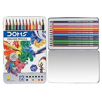 DOMS Fsc 12 Colour Pencil Flat Tin|Multicolor