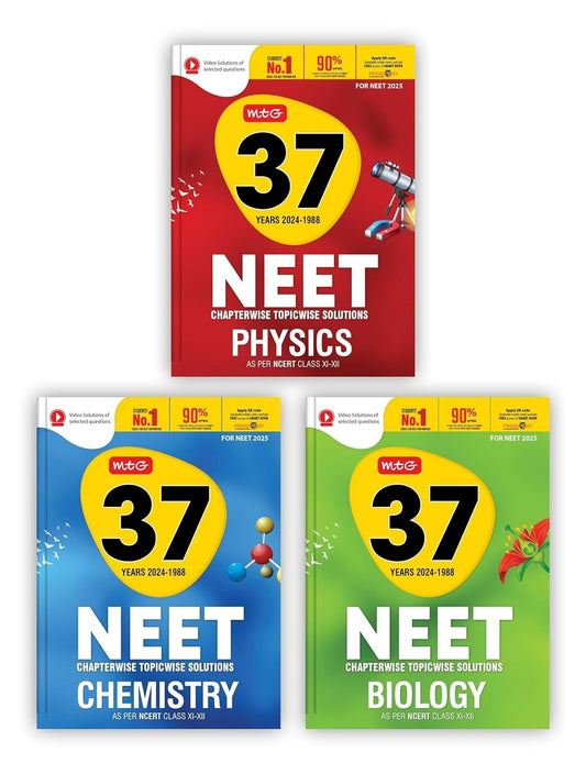 MTG PHYSICS, CHEMISTRY, BIOLOGY 37 Years NEET Previous Year Solved Question Papers with NEET PYQ Chapterwise Topicwise Solutions - For NEET 2025 Exam
