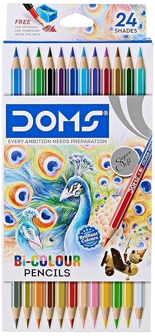 DOMS Bi Colours 24 Shades Pencil (12 Nos)