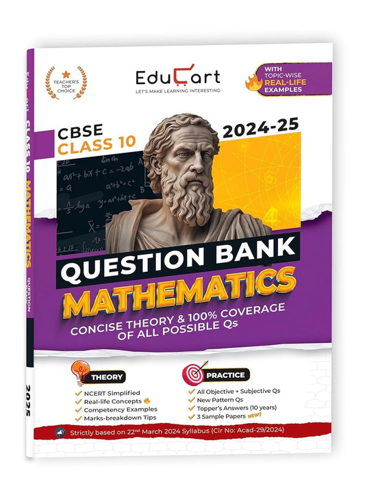 Educart  MATHEMATICS Question Bank  (For 2025 Board Exams) - Class 10