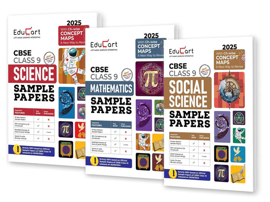 Educart (SCIENCE, MATHS, SOCIAL SCIENCE) Sample Papers 2024-25 - Class 9  (Introducing Revision Maps for 2025 Exam)