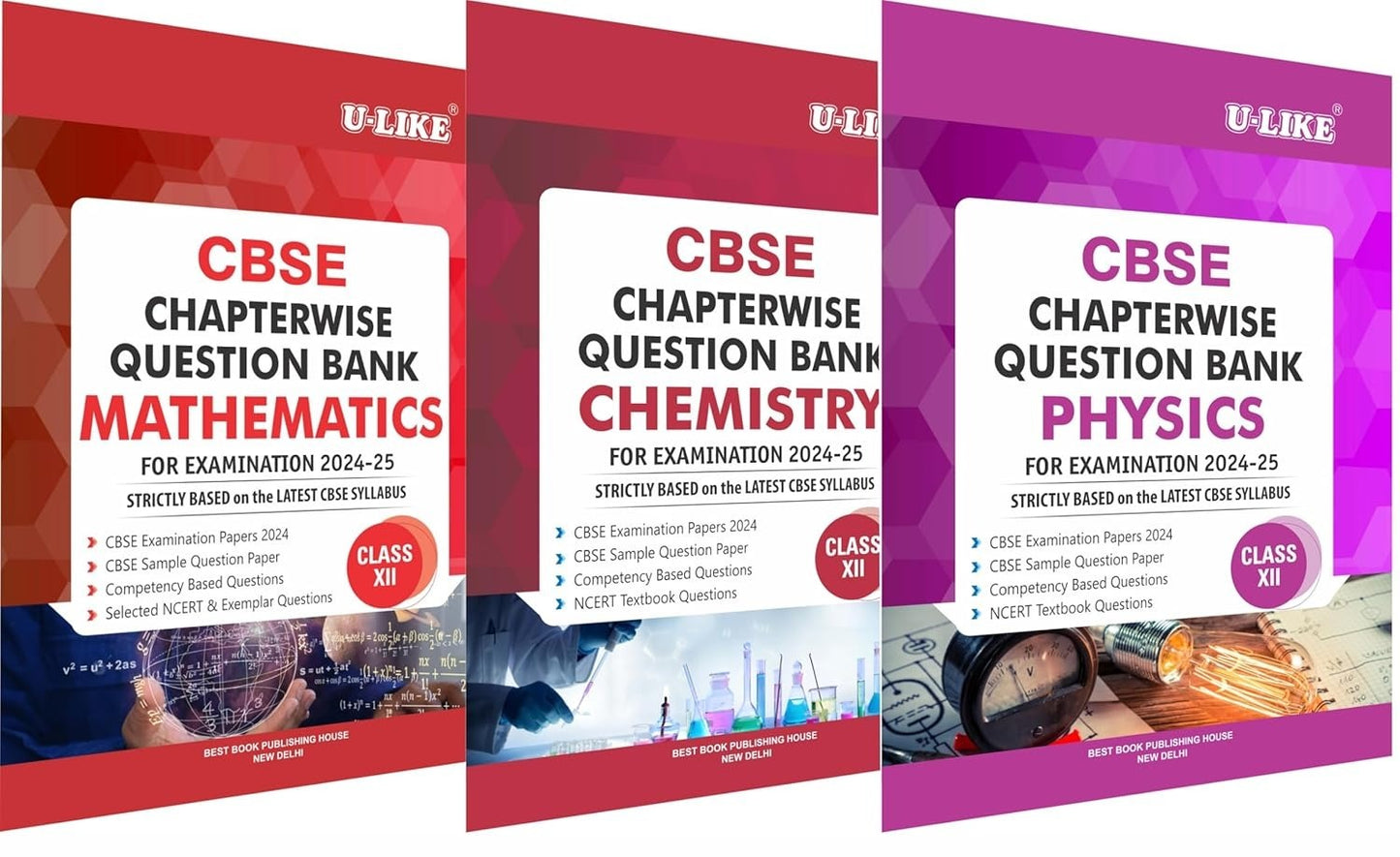 U-LIKE Class 12 Physics, Chemistry, Biology CBSE Chapterwise Question Bank Sample Papers 2024-25  [Set of 3 Books]