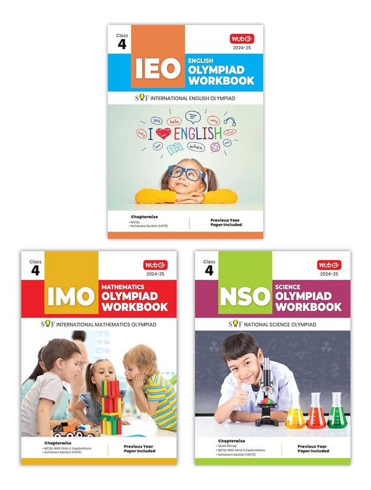 MTG NSO, IMO, IEO Workbook - MCQs, Previous Years Solved Paper and Achievers Section - SOF Olympiad Preparation Books [For 2024-2025 Exam] - Class 4