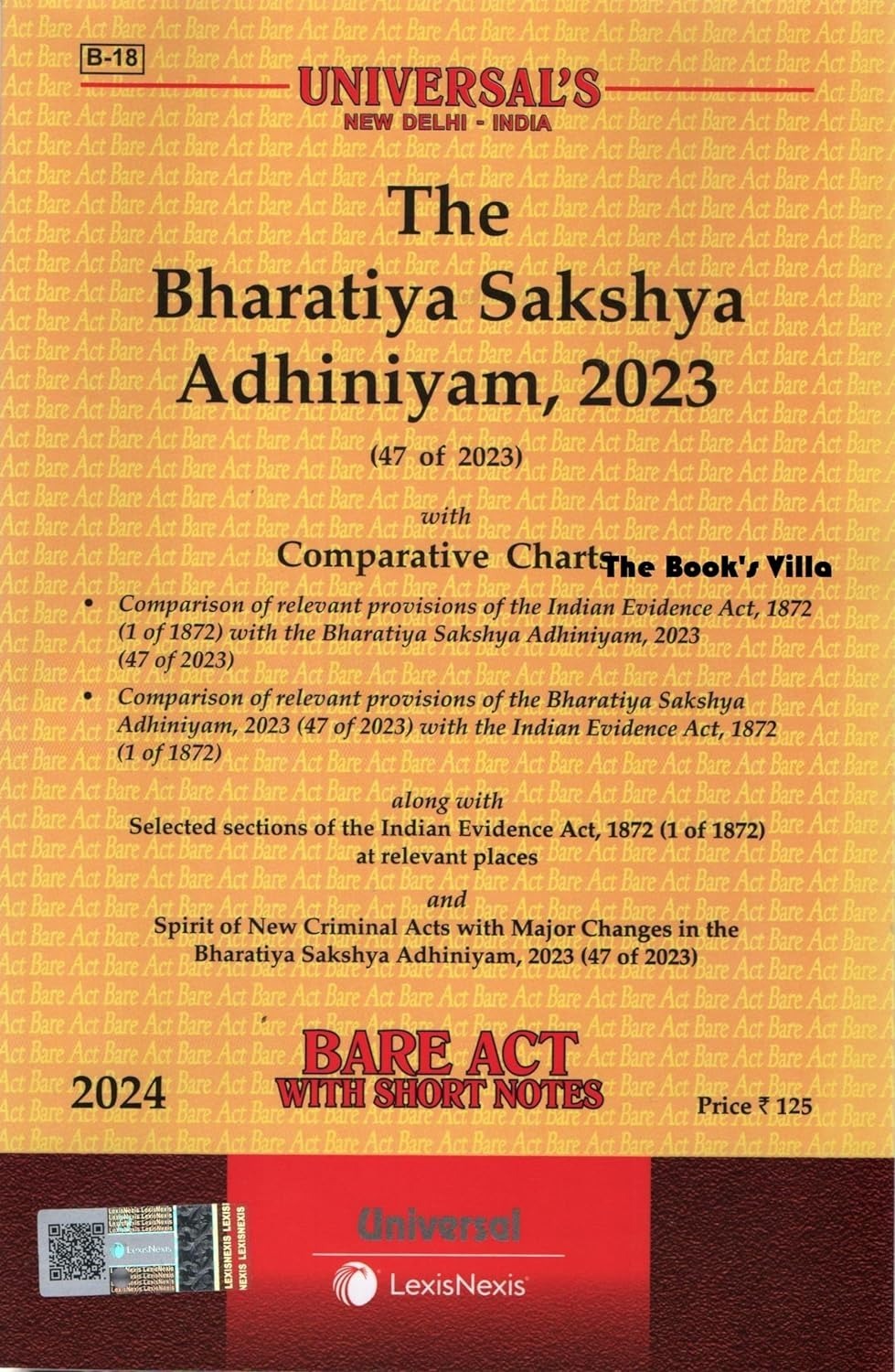 The Bharatiya Sakshya Adhiniyam (BSA) 2023 Bare Act 2024 Edition - New Criminal Law