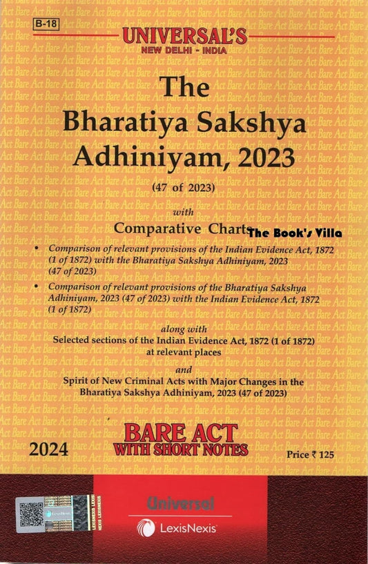 The Bharatiya Sakshya Adhiniyam (BSA) 2023 Bare Act 2024 Edition - New Criminal Law