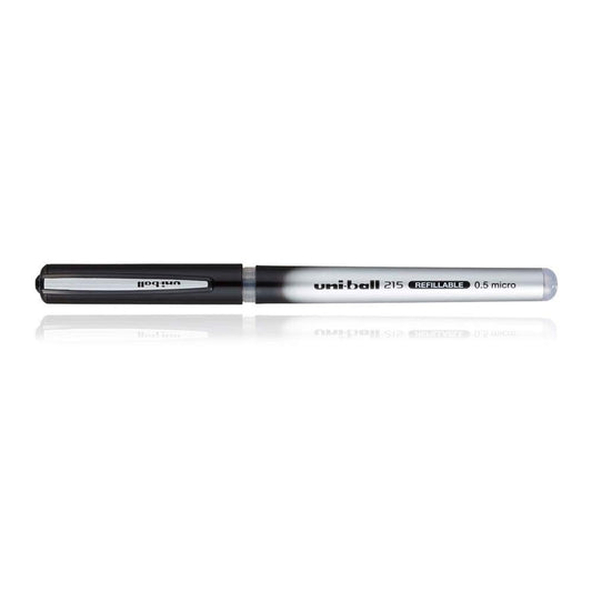 uni-ball UB-215 0.5mm Micro Roller Ball Pen | Long Lasting Smudge Free Ink | Black Ink, Pack of 3