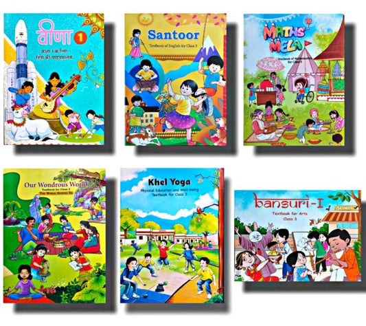 NCERT Complete Set (Santoor, Veena, Math Mela, Our Wondrous World, Khel Yoga, Bansuri) for Class - 3   [Set of 6 Books]      CBSE [Latest Edition Based On New Education Policy]